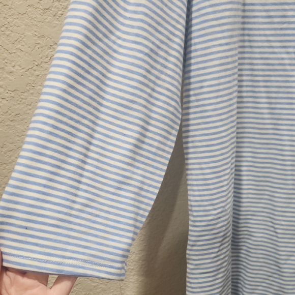 Ruby Rd. Blue and White Script Long Sleeve Top - Picture 9 of 9